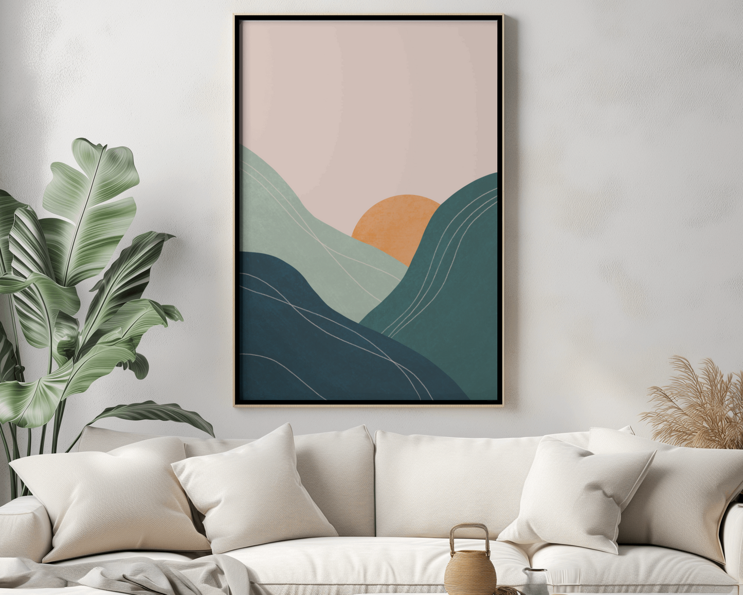 Sunset Green Hill Digital Art Print