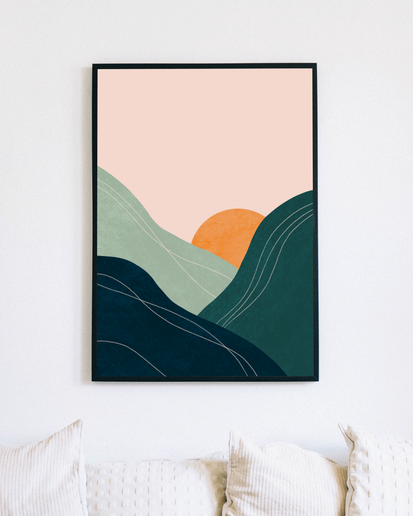 Sunset Green Hill Digital Art Print
