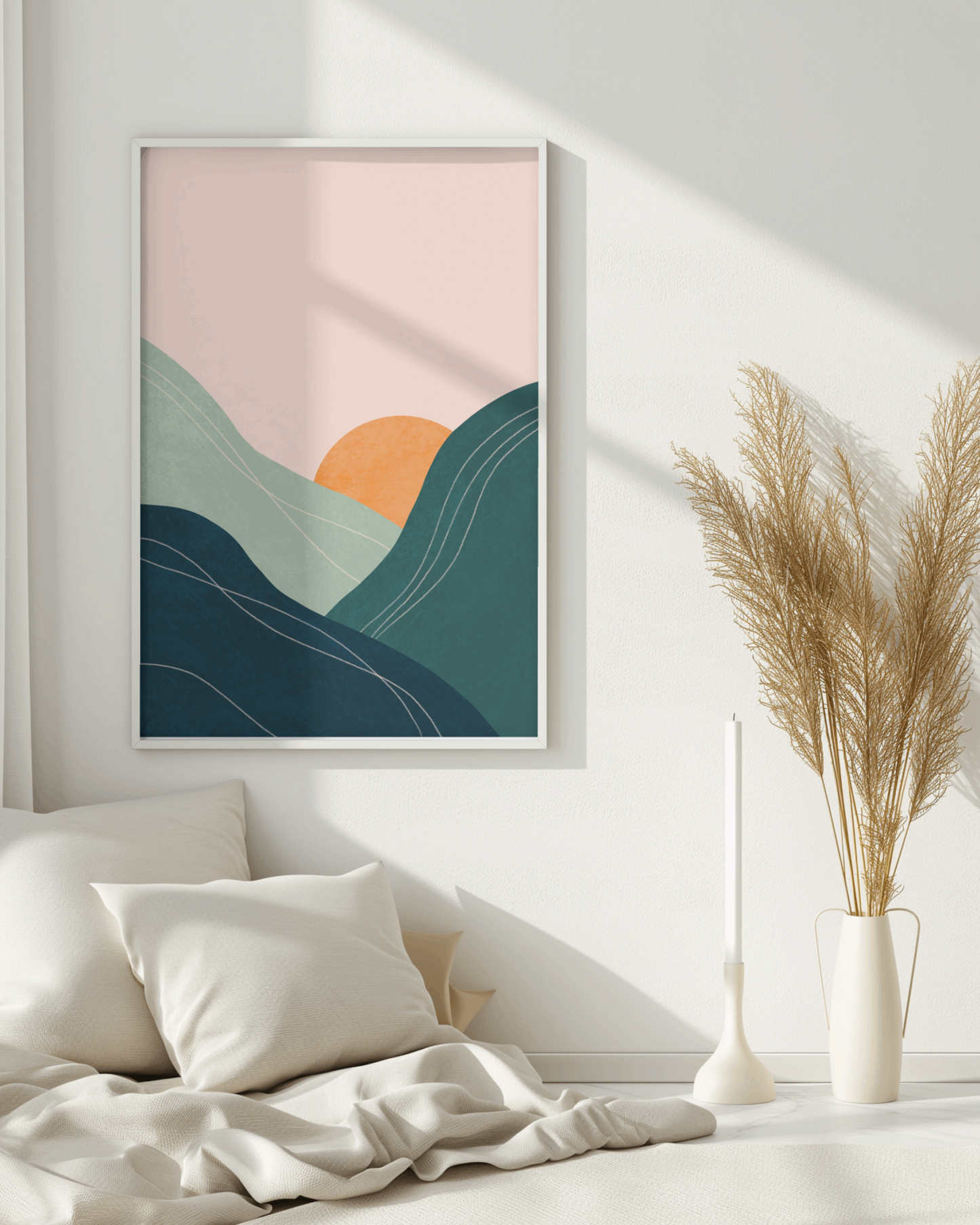 Sunset Green Hill Digital Art Print