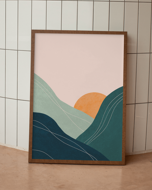 Sunset Green Hill Digital Art Print