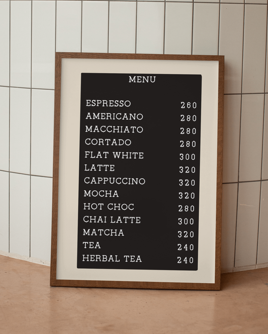 Coffee Menu Digital Art Print