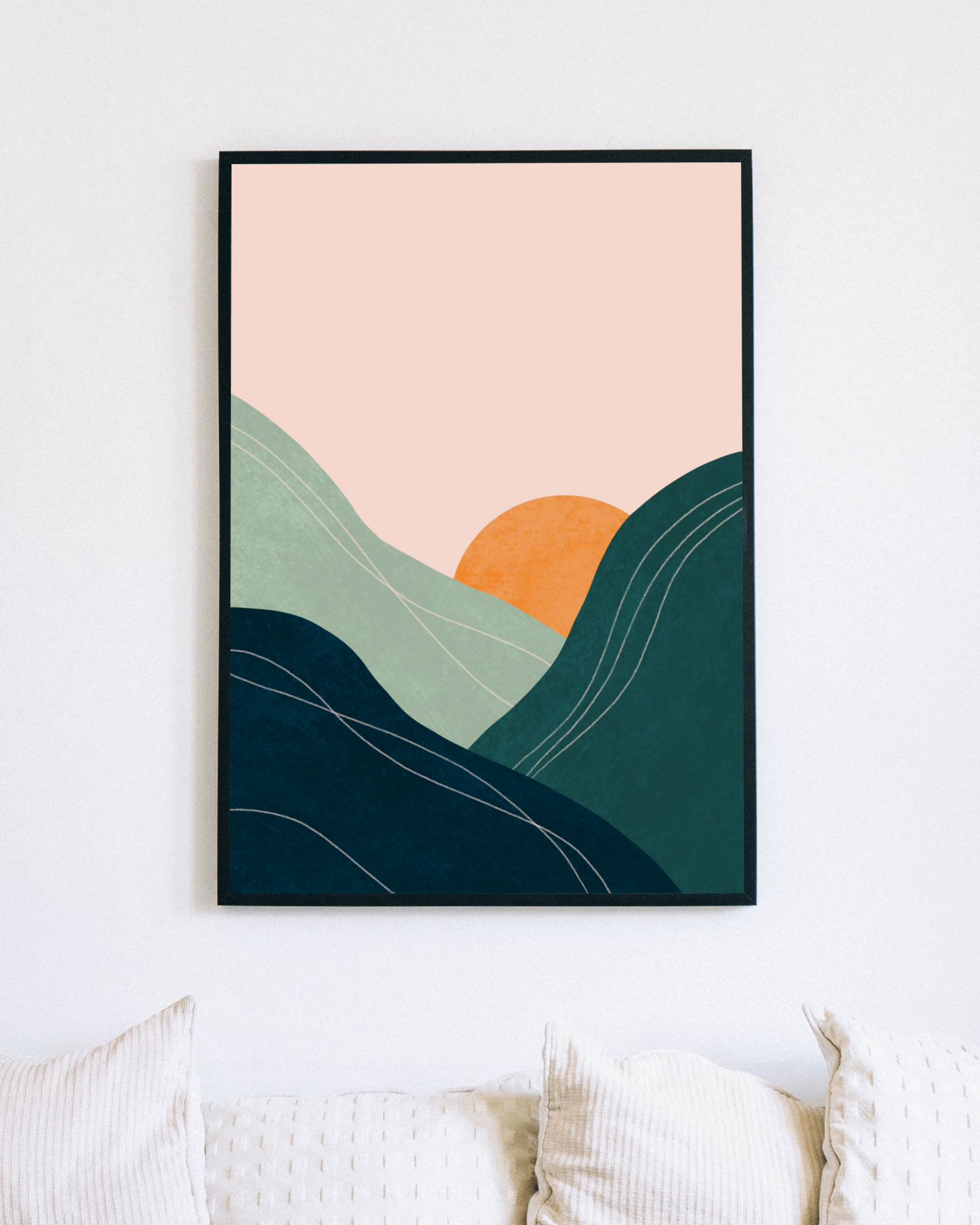 Sunset Green Hill Digital Art Print | A3