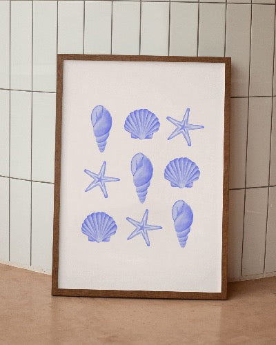 Blue Shells Digital Art Print